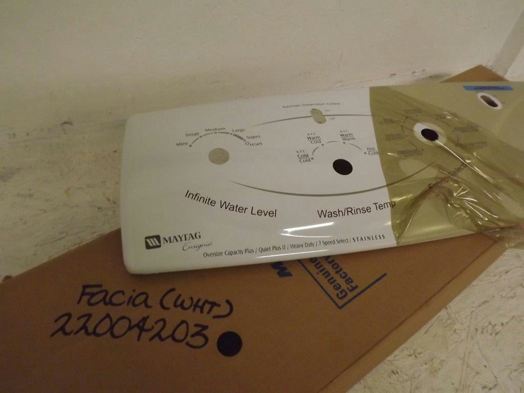 MAYTAG WHIRLPOOL WASHER 22004203 FACIA (WHT) NEW MAYTAG WHIRLPOOL WASHER 22004203 FACIA (WHT) NEW